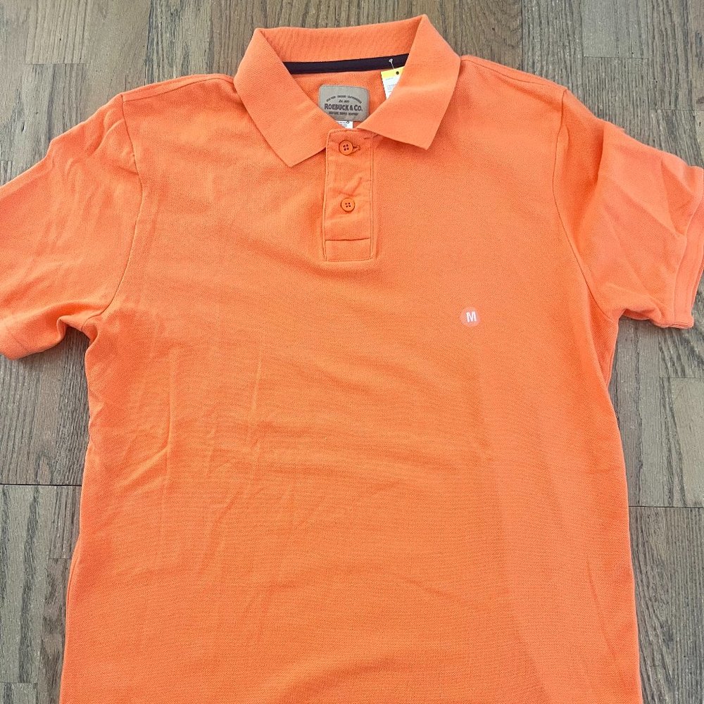 NWT ROEBUCK & CO SHORT SLEEVE POLO SHIRT MENS SIZE M ORANGE 100% COTTON